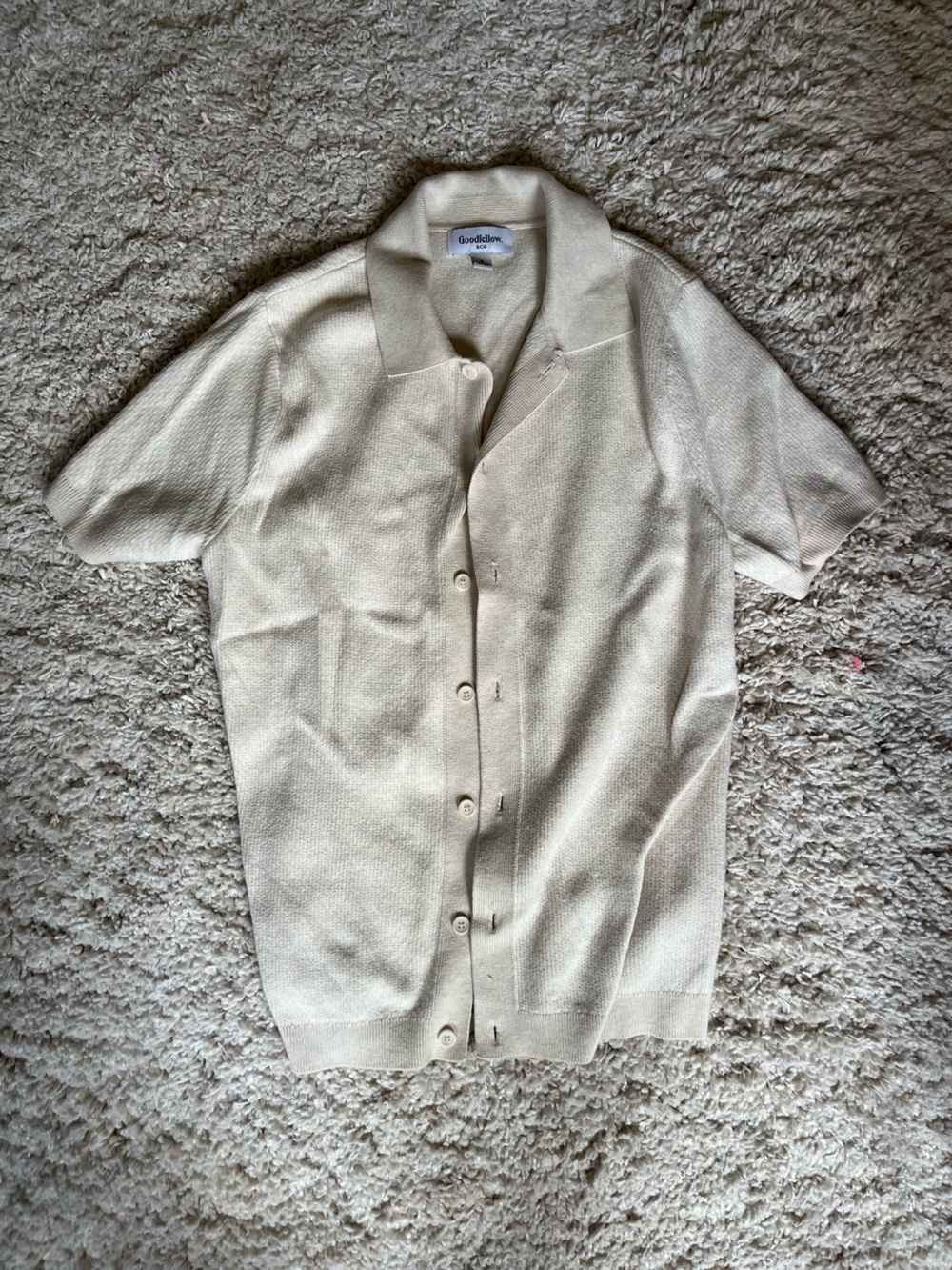 Goodfellow & Co Cream Short-Sleeve Button Front Knit Polo